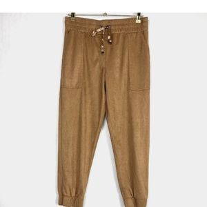 Jules & Leopold Jogger Womens Large Camel Faux Suede High Rise Drawstring Pants